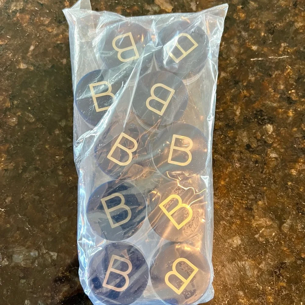 30 3gr Jars w/ Twist Top Lids- 20 Blue Jars & 10 Letter 'B' Logo Blue/Gold Jars